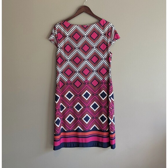 Jessica Howard Size Large Sleeveless Dress Stretch Multi Color SS Red Blue - Picture 5 of 5